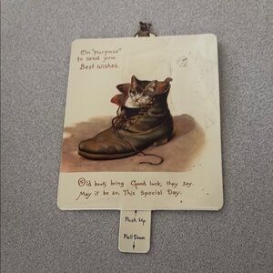 Cat Greeting Card with Brown Shoe Design